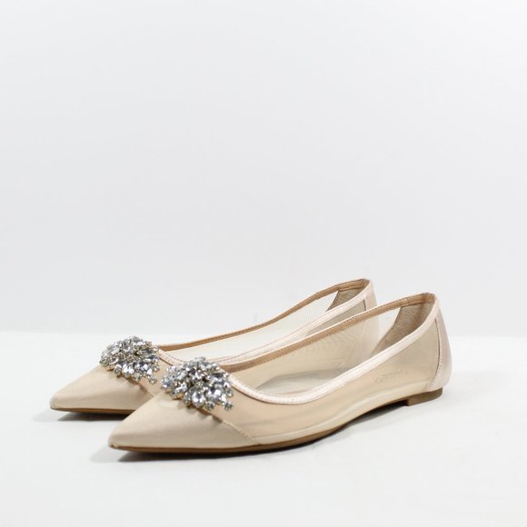 Jewel Badgley Mischka Jeri Embellished Ballet Flat - Champagne 7M - Picture 1 of 5